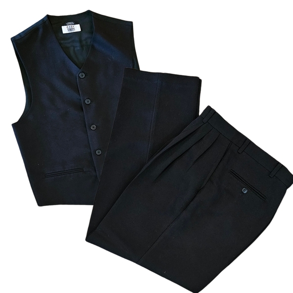 Worn Once! - City Streets - Black Dress Pants and Vest- Size 29x30 / Size S Vest